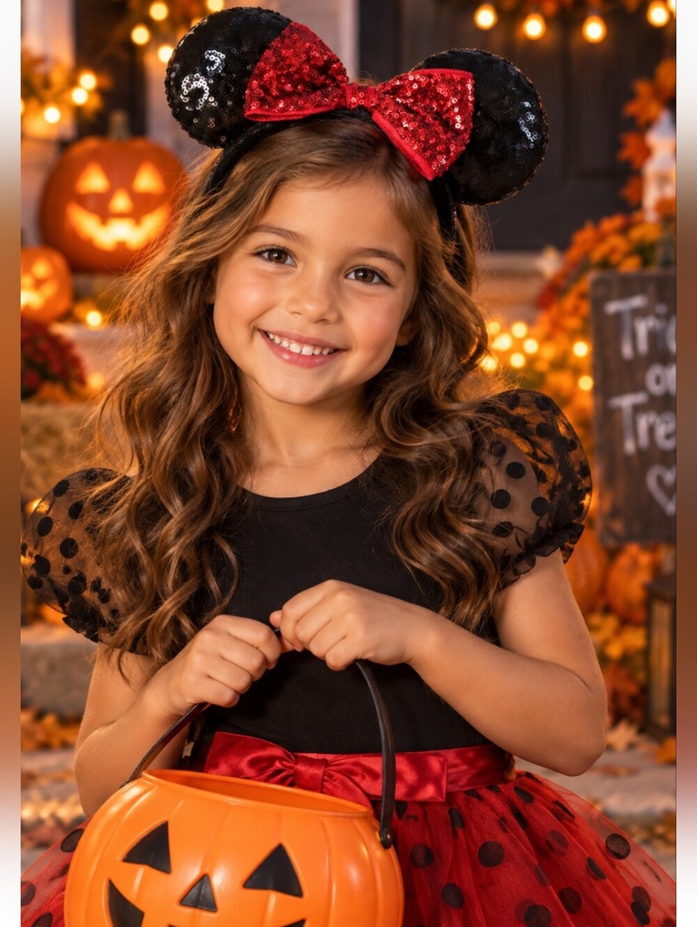 Black Red Sequin Mouse Ear Headband Bow Halloween Costume